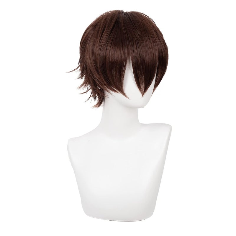 Swiking Mens Short Brown Wigs Women Fluffy Curly Hair Anime Cosplay Party Daily Costume Pixie Women Wig Unisex Full WigBrown