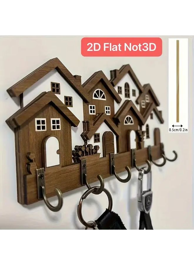 European Style Wooden Key Holder Wall Mounted Rustic Key Hanger Space Saving Entryway Organizer - Image 2