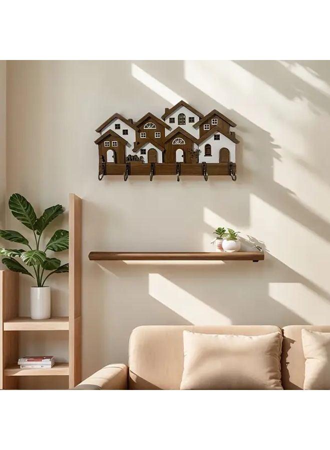 European Style Wooden Key Holder Wall Mounted Rustic Key Hanger Space Saving Entryway Organizer - Image 1