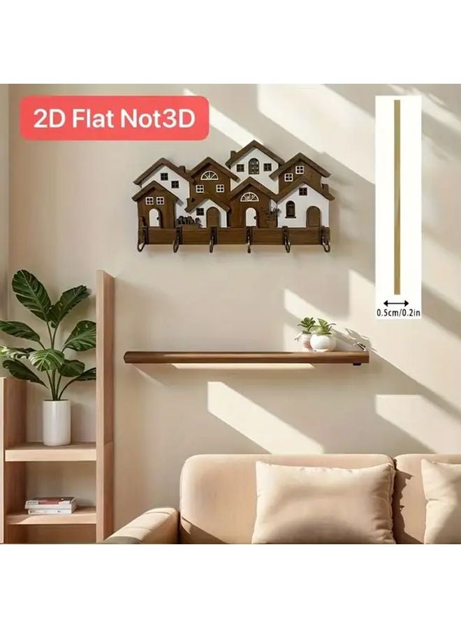 European Style Wooden Key Holder Wall Mounted Rustic Key Hanger Space Saving Entryway Organizer - Image 4