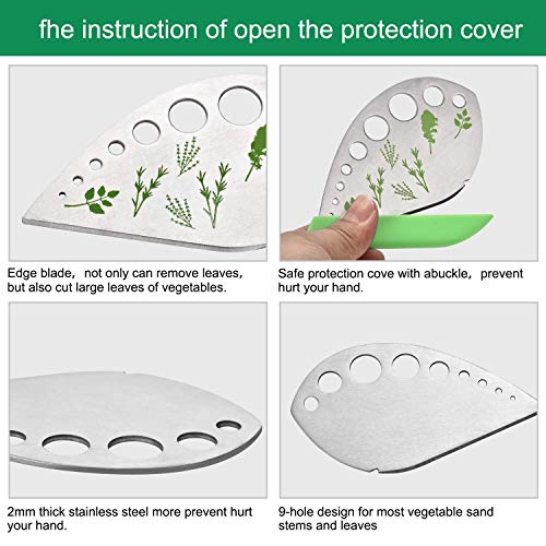 Septo 2 Pack Herb Stripper Tool 9 Holes Stainless Steel kale Leaf Stripping Zip Tools, Curved Edge Can be Used as a Kitchen Gadgets - Image 4