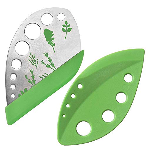 Septo 2 Pack Herb Stripper Tool 9 Holes Stainless Steel kale Leaf Stripping Zip Tools, Curved Edge Can be Used as a Kitchen Gadgets - Image 1