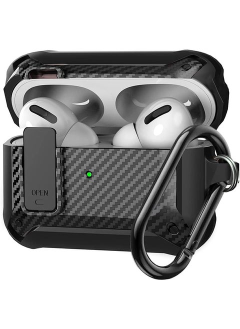 Compatible with AirPods Pro 2 Case, Protective Case with Lock, Hard Shell Rugged Shockproof Cover，Designed for AirPods Pro 2 - Pink (Black)