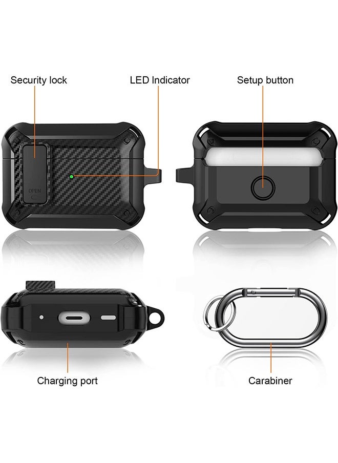 Unique Compatible with AirPods Pro 2 Case, Protective Case with Lock, Hard Shell Rugged Shockproof Cover，Designed for AirPods Pro 2 - Pink (Black)  - Image 2