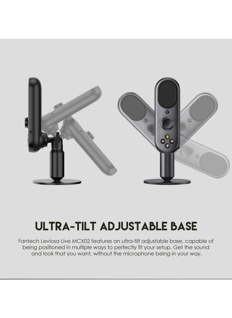 FANTECH - FANTECH Leviosa MCX02 Professional Smart Microphone with Mobile and PC USB Interface, Cardioid Polar Pattern, Gaming or Podcast Recording Device, Noise Cancelling and Audio Sharing - Image 1