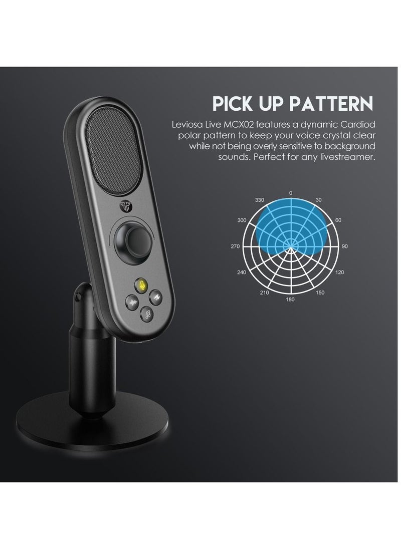 FANTECH - FANTECH Leviosa MCX02 Professional Smart Microphone with Mobile and PC USB Interface, Cardioid Polar Pattern, Gaming or Podcast Recording Device, Noise Cancelling and Audio Sharing - Image 1