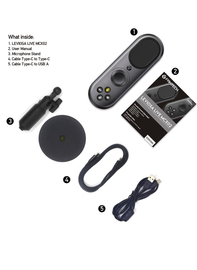 FANTECH - FANTECH Leviosa MCX02 Professional Smart Microphone with Mobile and PC USB Interface, Cardioid Polar Pattern, Gaming or Podcast Recording Device, Noise Cancelling and Audio Sharing - Image 1