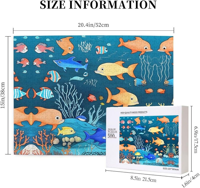 لغز أحجية أسماك عالم تحت الماء الأزرق فايا 500 قطعة للبالغين ديكور المنزل - Image 5