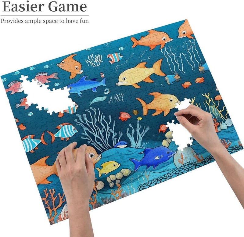 لغز أحجية أسماك عالم تحت الماء الأزرق فايا 500 قطعة للبالغين ديكور المنزل - Image 4