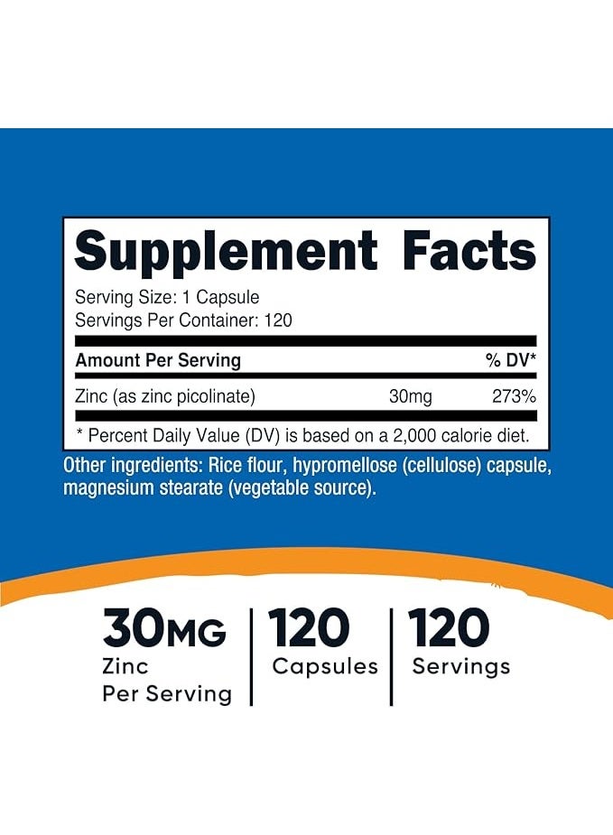 Nutricost, Zinc Picolinate, 30 mg, 120 Capsules - Image 5