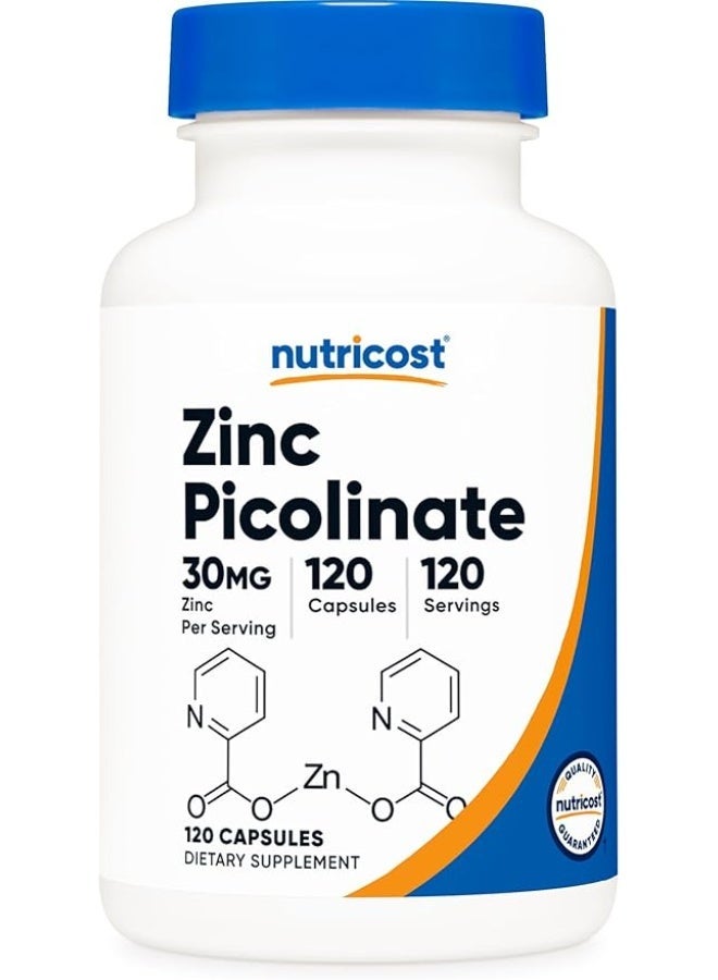 Nutricost, Zinc Picolinate, 30 mg, 120 Capsules - Image 1