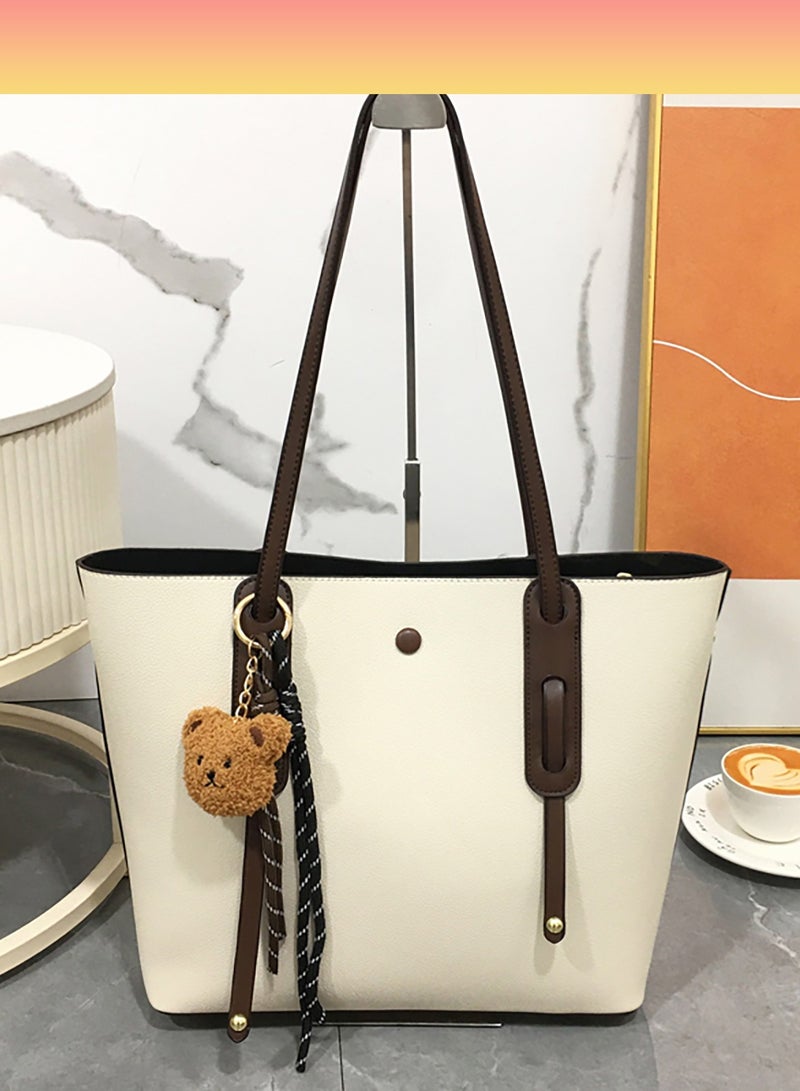 Women's Tote Bag Handbag Shoulder Bag, Large Capacity Fashionable PU Tote Bag with Zipperfor Ladies Girls - Image 1