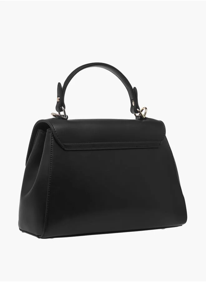 Celeste Women Monogram Embossed Satchel Bag with Top Handle and Detachable Strap