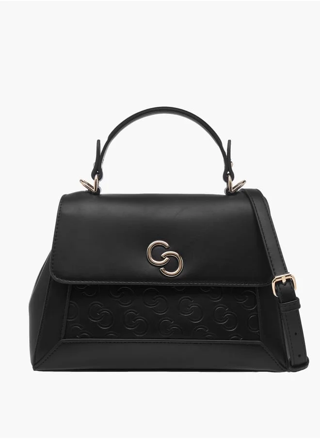 سيليست Women Monogram Embossed Satchel Bag with Top Handle and Detachable Strap