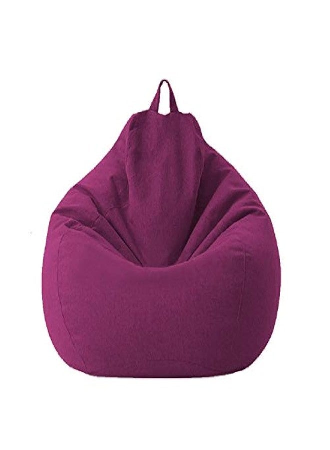 KODENG Large Small Lazy Sofas Cover Chairs Without Filler Linen Cloth Lounger Seat Bean Bag Pouf Puff Couch Tatami Living Room Beanbags (Purple, 70x80cm) - Image 1