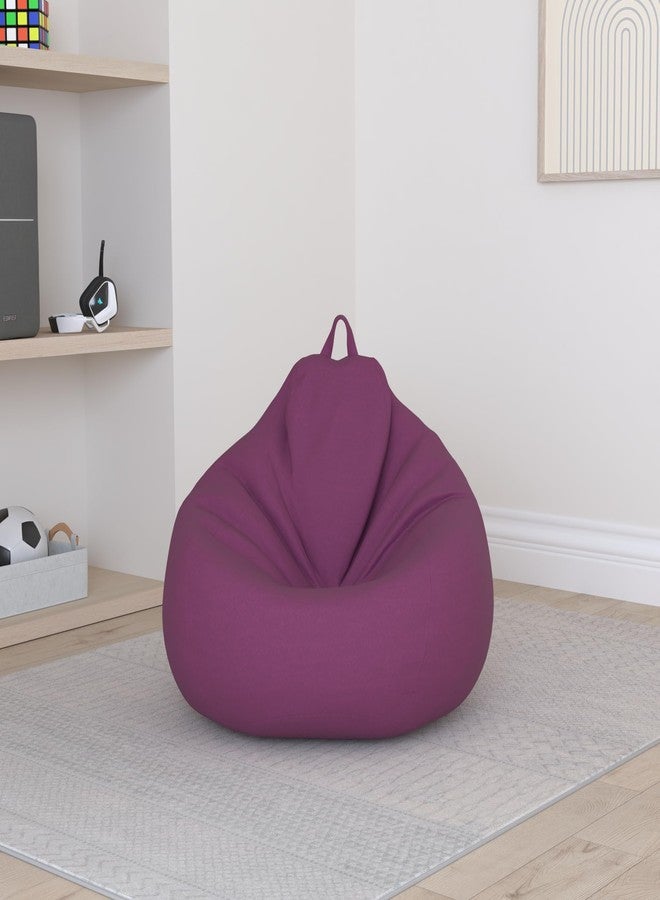 KODENG Large Small Lazy Sofas Cover Chairs Without Filler Linen Cloth Lounger Seat Bean Bag Pouf Puff Couch Tatami Living Room Beanbags (Purple, 70x80cm) - Image 2