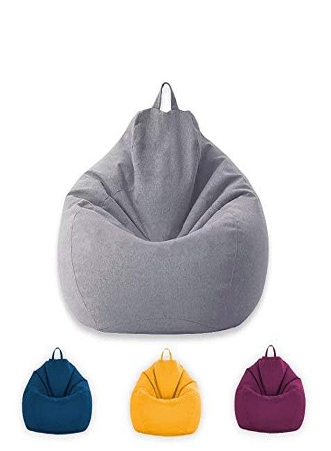 KODENG Large Small Lazy Sofas Cover Chairs Without Filler Linen Cloth Lounger Seat Bean Bag Pouf Puff Couch Tatami Living Room Beanbags (Purple, 70x80cm) - Image 5
