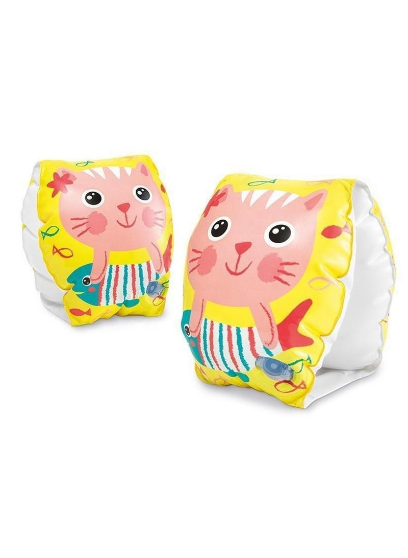 INTEX طقم سترة سباحة مكون من زوج من شرائط الذراع للسباحة على شكل قطة للأطفال من عمر 6 أشهر إلى 3 سنوات - Image 1