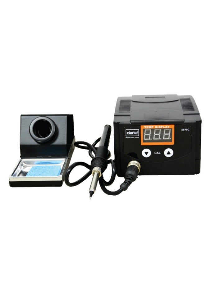 Clarke 75W Soldering Station with LED Display – Adjustable Temperature Control, Fast Heating, ESD Safe, with Soldering Iron, Stand, Cleaning Sponge for Electronics Repair & DIY Projects - Image 1