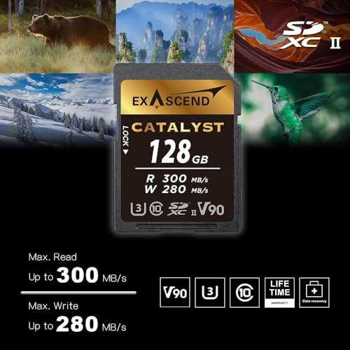 Exascend 64G/128G Catalyst SD Card, C10, U3, V90, up to 300MB/s, Compatible with Canon, Nikon, Panasonic and Other Cameras. (128GB) - Image 3