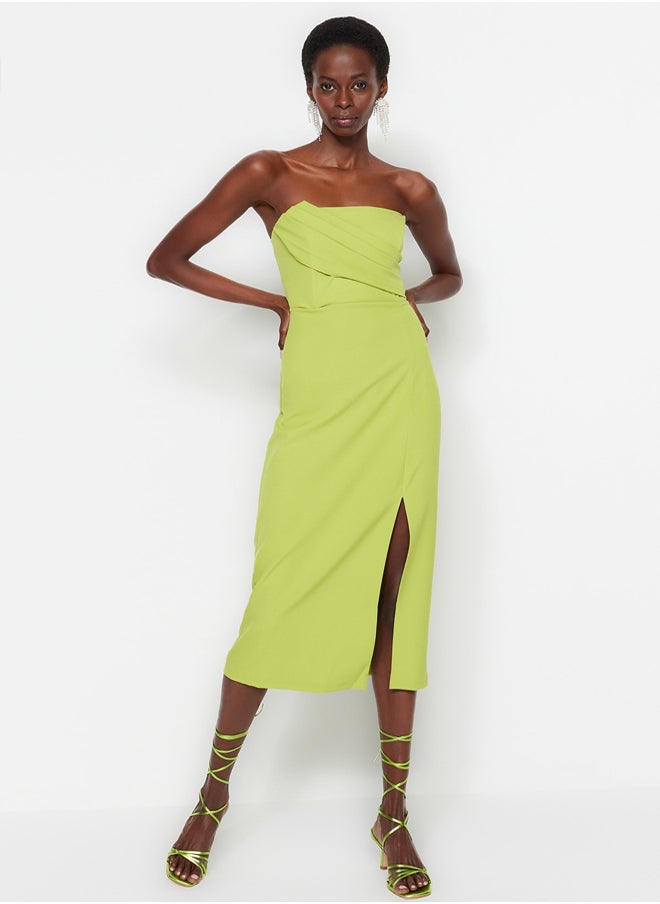 trendyol Green Fitted Woven Elegant Evening Dress TPRSS23EL00280  - Image 1