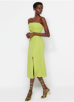 trendyol Green Fitted Woven Elegant Evening Dress TPRSS23EL00280  - Image 4