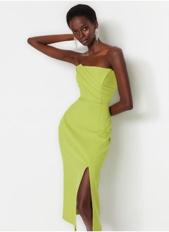 trendyol Green Fitted Woven Elegant Evening Dress TPRSS23EL00280  - Image 2