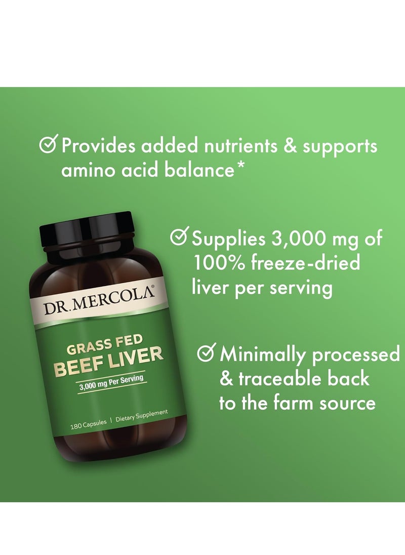 Grass Fed Beef Liver Supports Immune Heath 180 Capsules 30 Servings