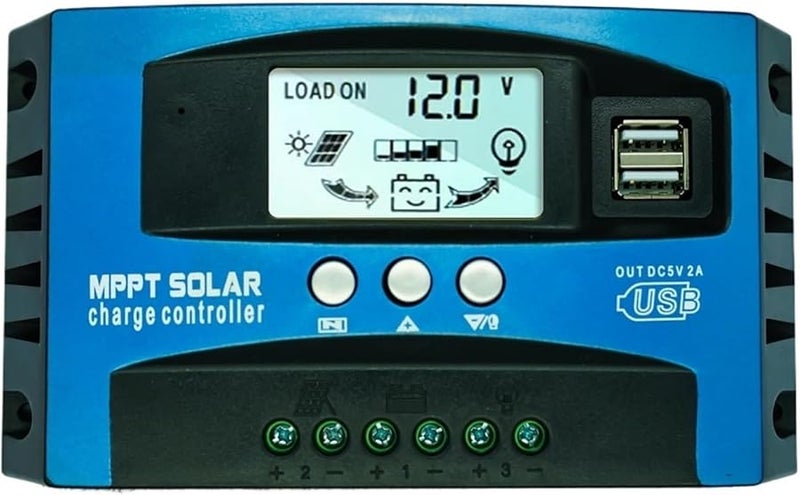 80A MPPT Solar Charge Controller 12V 24V Dual USB LCD Display Auto Panel Regulator - Image 2
