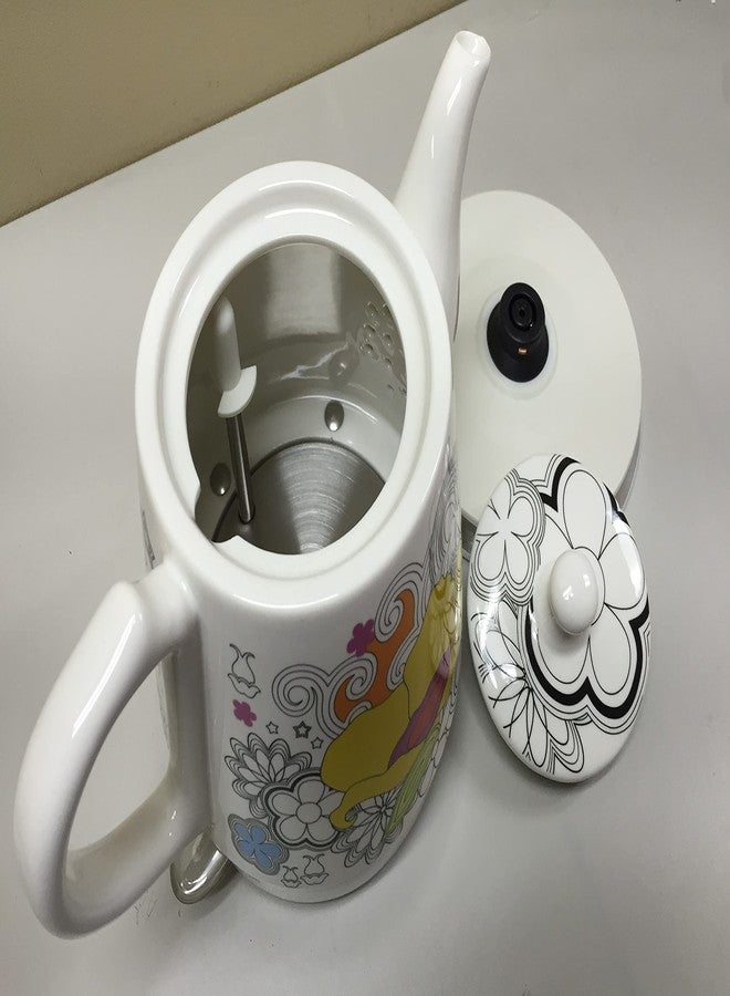 FixtureDisplays® Teapot, Ceramic, Teamaker, Large Yellow Flower 12039NEW-NPF - Image 4