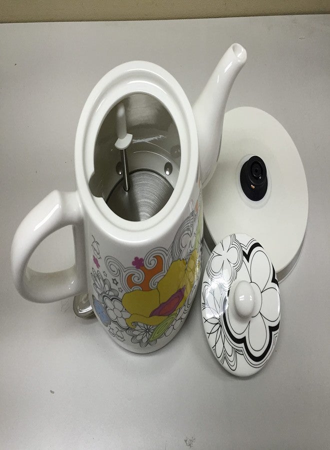 FixtureDisplays® Teapot, Ceramic, Teamaker, Large Yellow Flower 12039NEW-NPF - Image 3