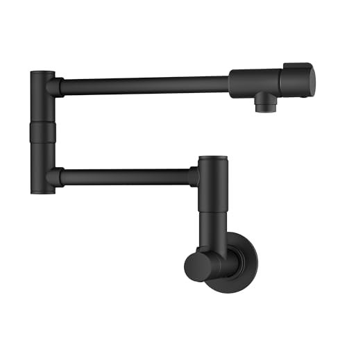 KRAUS Bolden 2 Handle Pot Filler Faucet with Retractable Arm Wall Mount Kitchen Faucet Pot Filler for Over Stove in Matte Black KPF5003MB