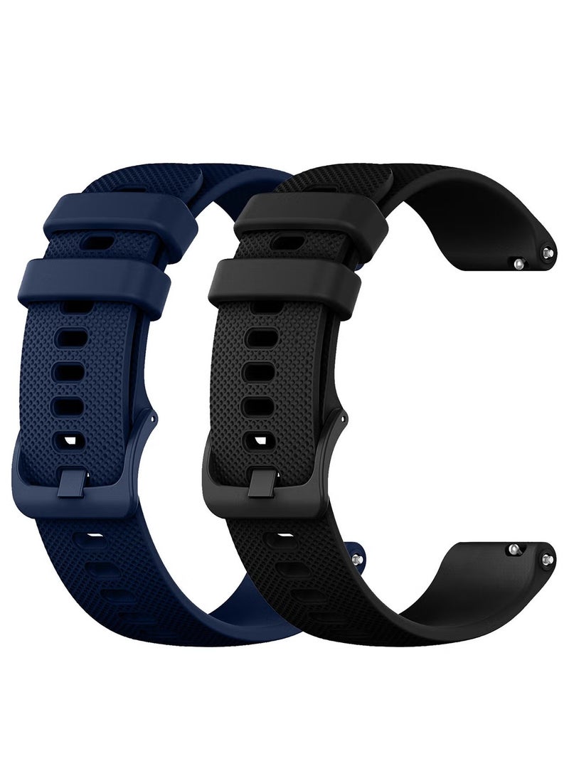 CATANES (For All Smartwatches 22mm) 2Packs, 22mm Silicone Straps Watch Band Strap for Huawei GT3 / Huawei GT3 pro/Huawei GT/Huawei GT 2 (46mm) Watch Band/Huawei Watch GT2 Pro Strap/Samsung Galaxy Watch 46mm / Galaxy Watch 3 45mm - Black Navy Blue