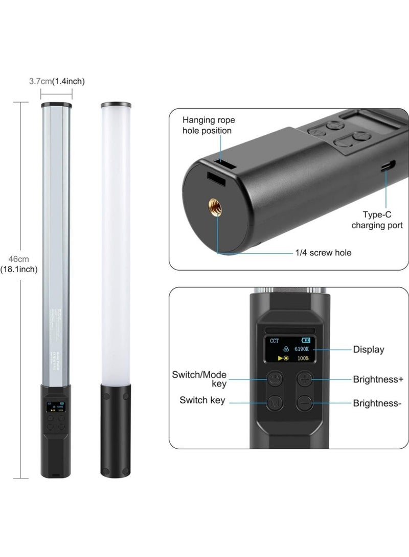 PULUZ Handheld Light Wand,RGB Video Light Wand,Photography Lighting Wand with 132 LEDs Lights, Dimmable 2500K~9000K CRI95+ Full Color LED Light with 2600mAh Battery, 20 Light Scenes - Image 2