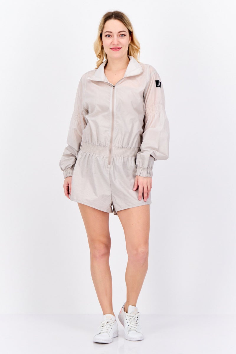 Adidas Women Sportswear Fit Long Sleeves Running Playsuits, Grey - Image 3