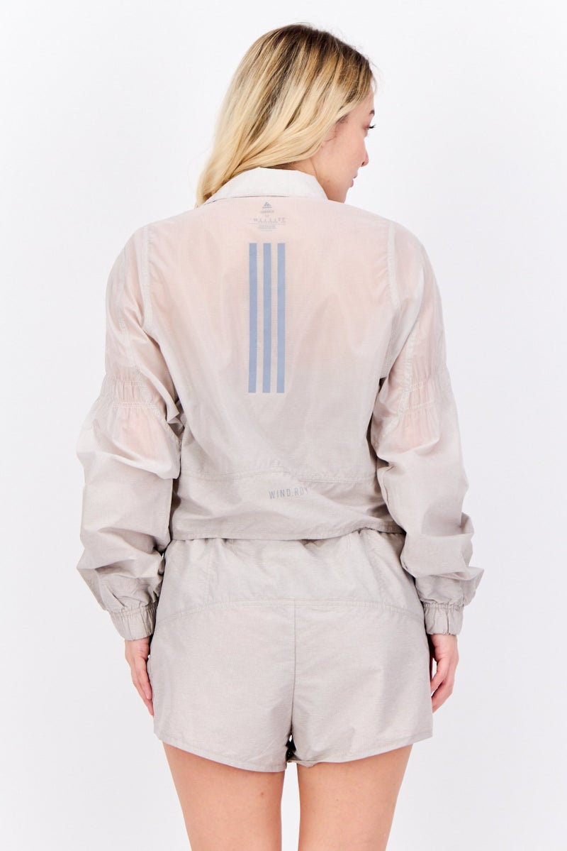 Adidas ملابس رياضية نسائية بأكمام طويلة تناسب الجري، رمادي - Image 4