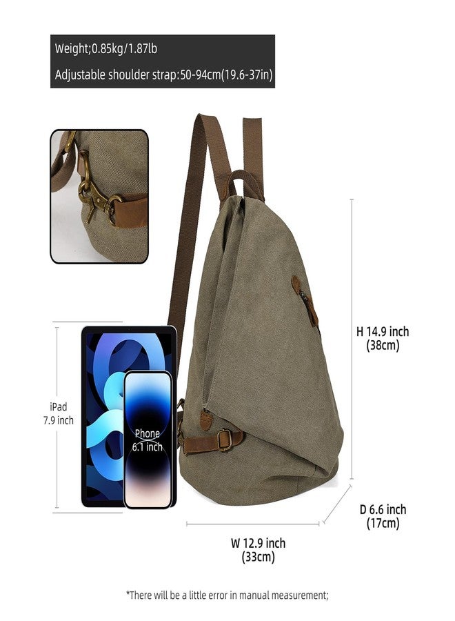 KL928 Canvas Vintage Backpack - Large Casual Daypack Outdoor Travel Rucksack Hiking Backpacks for Men Women - Image 2