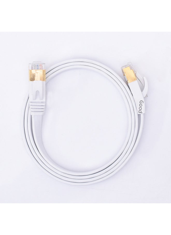 Generic Category 7 Flat Cable Cat7 10gbps Oxygen-free Copper Shielded Finished Connection Wide Band Jumper Cable-Color:White-Line Length:8 M  - Image 5