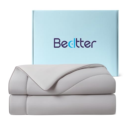 Bedtter Cooling Comforter Queen Size - Cooling Blankets for Hot Sleepers, Lightweight Comforter for Summer with Dual-Sided Cool Tech, Soft Breathable Cold Blanket for Sleeping, 90x90 Inches, Grey - Image 1