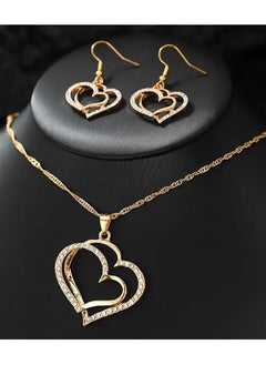 Goolsky 1 Pair Of Earrings + 1 Necklace French Romantic Style Jewelry Set Sparkling Heart Design Silvery Or Golden Make Your Call Gift For Her  - Image 2