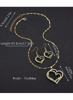 Goolsky 1 Pair Of Earrings + 1 Necklace French Romantic Style Jewelry Set Sparkling Heart Design Silvery Or Golden Make Your Call Gift For Her  - Image 3