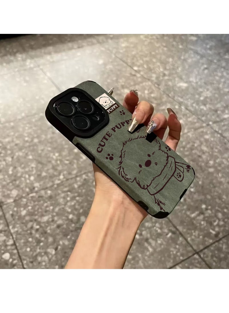 NIBEMINENT Scarf Puppy Protective TPU Case Cover For IPhone 14, Green