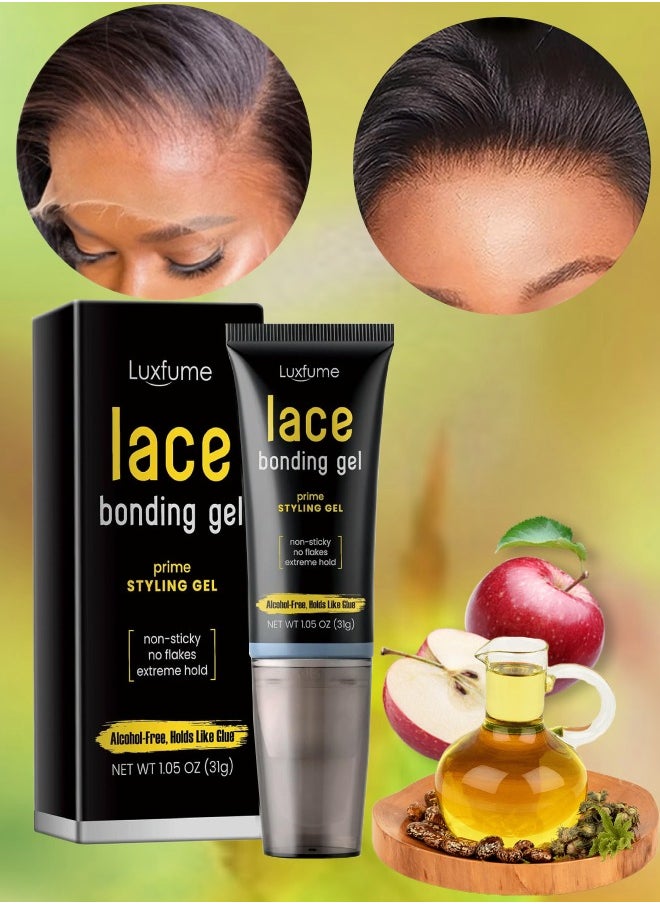 Luxfume Lace Bonding Gel Wig Glue Lace Bond Glue New Brush Head Design Bold Hold Lace Adhesive Gelly Strong Hold Clear Formula Temporary Daily Hold for Lace Front Wigs and Hair  - Image 1