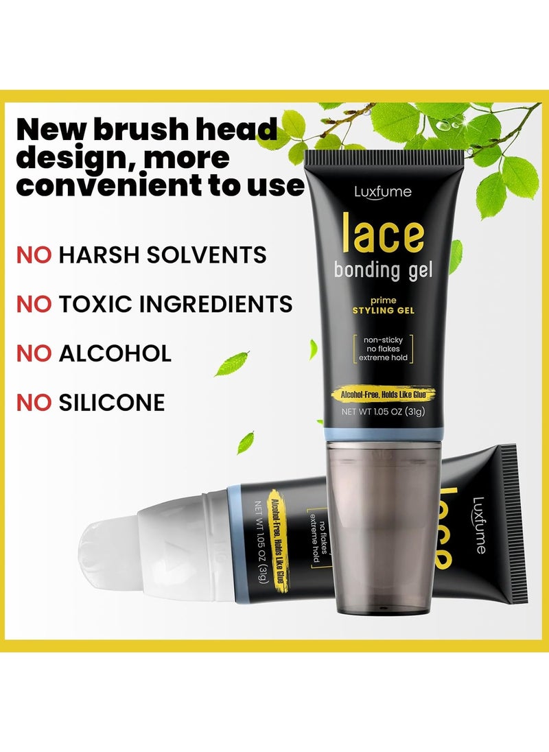 Luxfume Lace Bonding Gel Wig Glue Lace Bond Glue New Brush Head Design Bold Hold Lace Adhesive Gelly Strong Hold Clear Formula Temporary Daily Hold for Lace Front Wigs and Hair  - Image 3