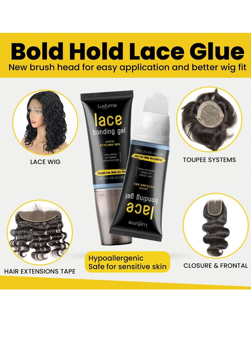 Luxfume Lace Bonding Gel Wig Glue Lace Bond Glue New Brush Head Design Bold Hold Lace Adhesive Gelly Strong Hold Clear Formula Temporary Daily Hold for Lace Front Wigs and Hair  - Image 4