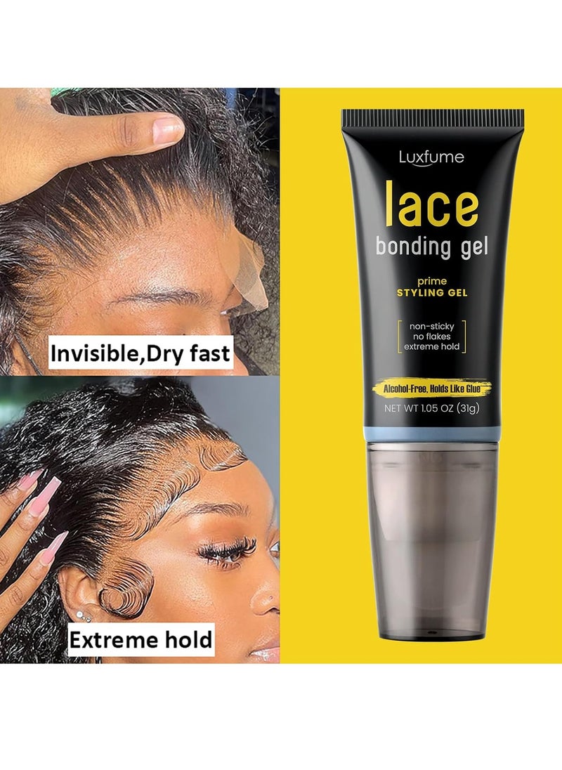 Luxfume Lace Bonding Gel Wig Glue Lace Bond Glue New Brush Head Design Bold Hold Lace Adhesive Gelly Strong Hold Clear Formula Temporary Daily Hold for Lace Front Wigs and Hair  - Image 5