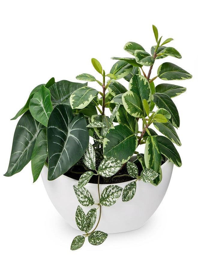 GnFlus Fake Plants 11.8" Artificial Potted Plant Assorted Faux Plants in Pot Silk Plants Artificial Plants Indoor for Home Living Room Bedroom Bathroom Office Desk Table Centerpieces Shelf Greenery Decor - Image 1