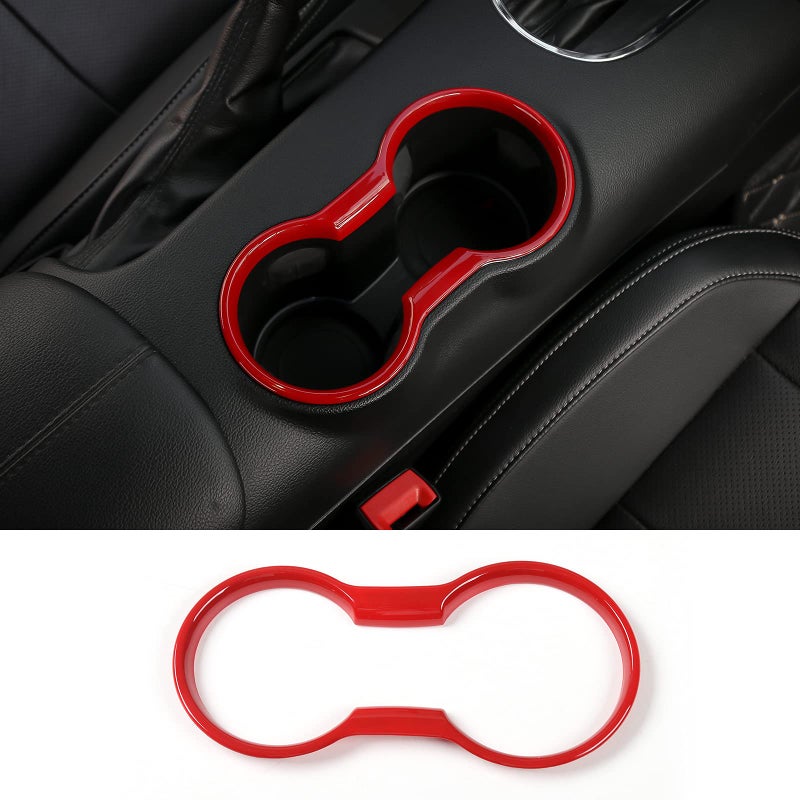 CheroCar Cup Holder Cover Frame Trim for Ford Mustang 20152020 Interior Accessories Red