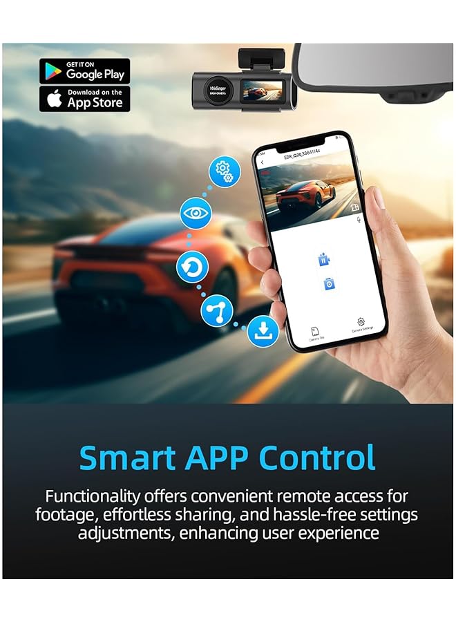 لينجي كاميرا Linjie Dash Cam 4K، لوحة قيادة مزدوجة أمامية 4K/2.5K وخلفية 1080P، نظام تحديد المواقع العالمي (GPS) مدمج، شاشة 1.47 بوصة، كاميرا قيادة UHD 2160P 30 إطارًا في الثانية، مع تطبيق، زاوية واسعة 170 درجة، رؤية ليلية، شاشة مراقبة لركن السيارة، مستشعر G، بطاقة SD 128 جيجابايت، منفذ USB C - Image 4