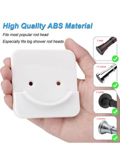ICERO ICERO Acrylic Adhesive Shower Curtain Rod Tension Holder Shower Rod Mount Retainer For Wall No Drilling Stick On 2 Pack White Shower Curtain Rod Not Included  - Image 2
